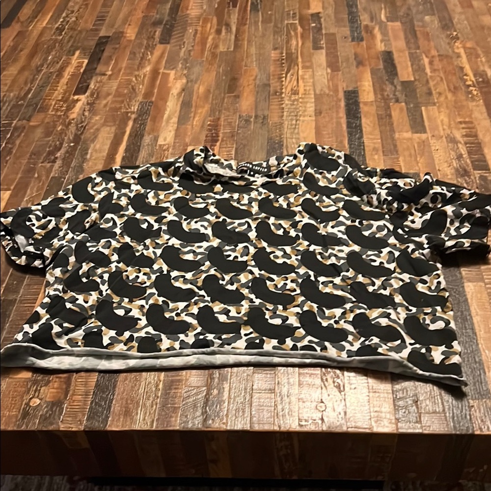 Chic Black And Brown Patterned Cropped Shirt - image 6